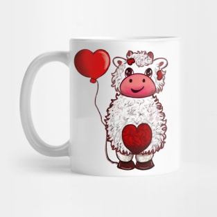 Cute Valentine’s Day Valentine Romantic Shaggy Cow Love Heart Cows boyfriend girlfriend husband wife Valentines Day Mug